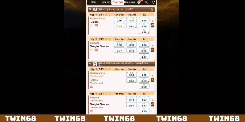 Hệ thống kèo cược được cập nhật ngay trên bảng kèo